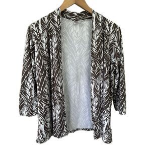 Hula Bay Hawaiian Tropical Leaves Quarter Sleeve Stretchy Open Cardigan Kimono M